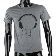 Fashion Men Boy Cotton Tees Shirt Short Sleeve Earphone T-Shirt Clothes J4U66