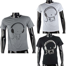 Fashion Men Boy Cotton Tees Shirt Short Sleeve Earphone T-Shirt Clothes J4U66