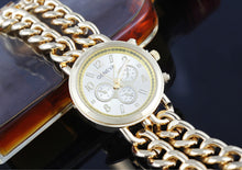 Fashion Womens Cowboy Chain Stainless Steel BandDress Quartz WristWatch Bangle Bracelet Relojes J4U66