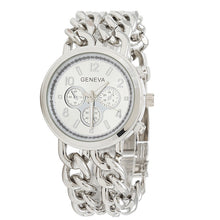 Fashion Womens Cowboy Chain Stainless Steel BandDress Quartz WristWatch Bangle Bracelet Relojes J4U66