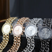 Fashion Womens Cowboy Chain Stainless Steel BandDress Quartz WristWatch Bangle Bracelet Relojes J4U66