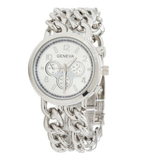 Fashion Womens Cowboy Chain Stainless Steel BandDress Quartz WristWatch Bangle Bracelet Relojes J4U66