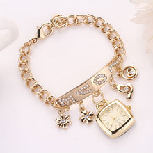 Fashion Women Love Rhinestone Chain Bracelet Wrist Watch Square Watch J4U66
