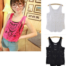 Lace Sleeveless Crochet Knit Vintage Women VTank Top Shirt Sexy J4U66