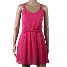 Sexy Backless Cross Sleeveless Women Femme Chiffon Beach Dress Plus Size Mini Dress J4U66