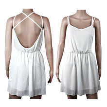 Sexy Backless Cross Sleeveless Women Femme Chiffon Beach Dress Plus Size Mini Dress J4U66