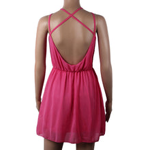 Sexy Backless Cross Sleeveless Women Femme Chiffon Beach Dress Plus Size Mini Dress J4U66