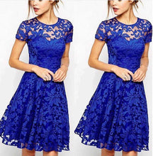 Fashion Black Blue Sexy Women's Ladies Floral vestido Lace Dress Short Sleeve Bodycon longos Dress Freeship J4U66