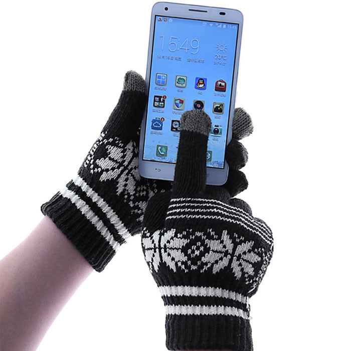 Fashion Women Screen Knit Cotton Warm Gloves  J4U66