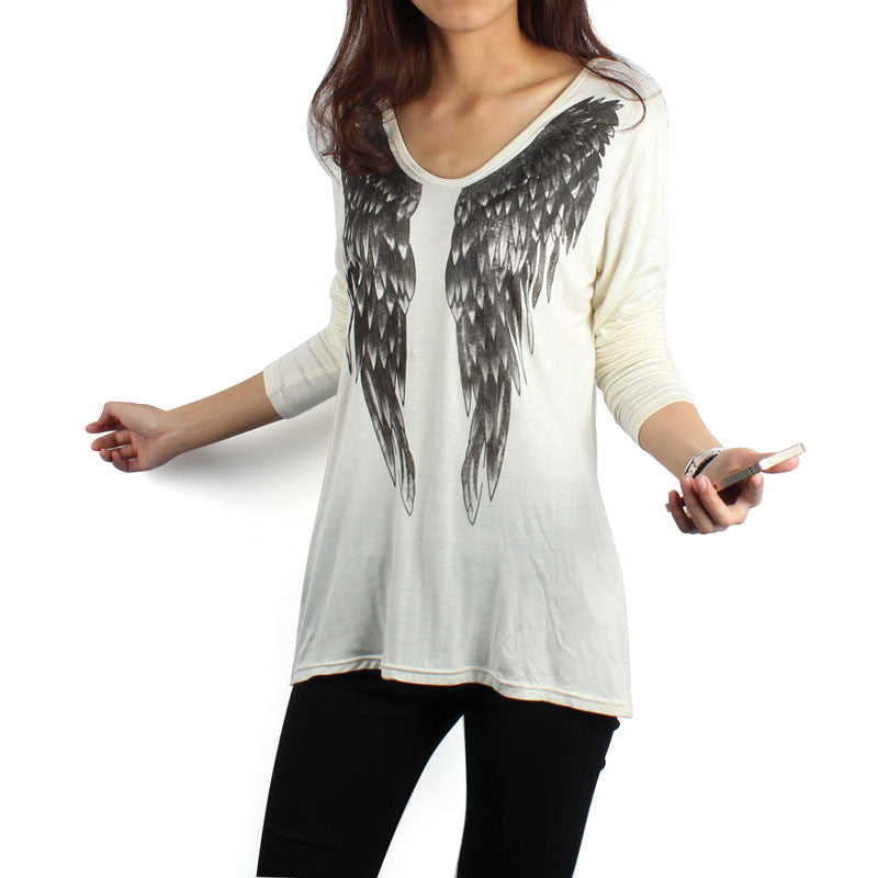 Sexy Women Long Sleeve V Neck Shirt Top Wing Front Top Shirt J4U66