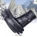 Women Girl Luxurious PU Leather Super Warm Gloves Cashmere Bow J4U66