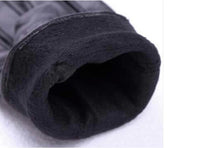Women Girl Luxurious PU Leather Super Warm Gloves Cashmere Bow J4U66