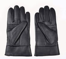 Women Girl Luxurious PU Leather Super Warm Gloves Cashmere Bow J4U66