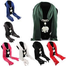 Necklace Scarves Elephants Pendant Jewelry Tassels Scarf Shawl Wrap J4U66