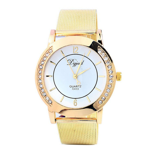 Classic Women's Fashion Numeral Quartz Wrist Watch Dress Watch Gold J4U66