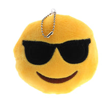 Cute Emoji Smiley Hungry Tongue Sunglass Key Chain Toy Plush Gift Bag Accessory J4U66