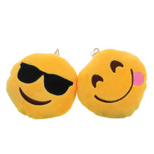 Cute Emoji Smiley Hungry Tongue Sunglass Key Chain Toy Plush Gift Bag Accessory J4U66