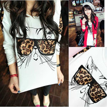 Fashion Women Wearing Leopard Glasses Kitten Cat Personality T-Shirt J4U66