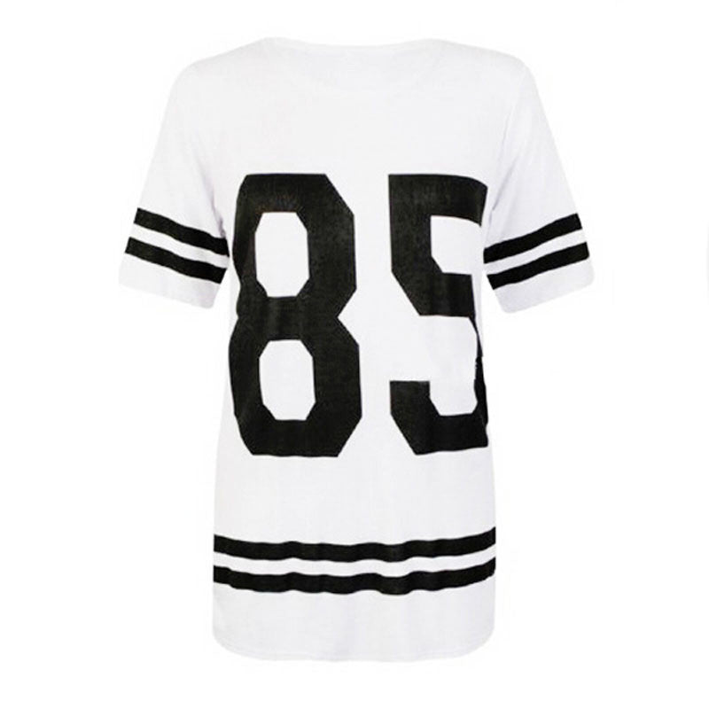Fashion Womens Baseball Short Sleeeve Shirt Loose Mini Shirtdress 85 printed blouse J4U66