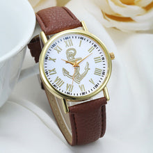 Fashion Womens Dress WatchRoman Numerals Boat Anchor Faux Leather Analog Quartz Wristwatch BluePink Freeship J4U66
