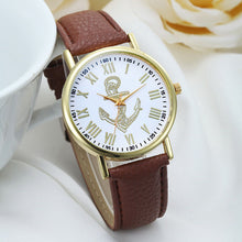 Fashion Womens Dress WatchRoman Numerals Boat Anchor Faux Leather Analog Quartz Wristwatch BluePink Freeship J4U66