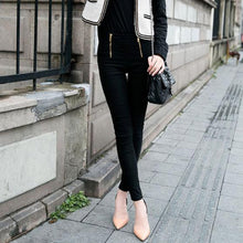 Lady Zip Pencil Pants High Waisted Slim Stretch Leggings Trousers Pants J4U66