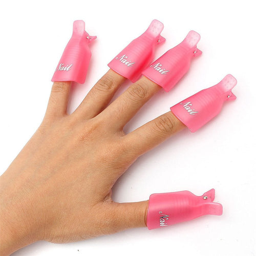 10pc Plastic Nail Art Soak Off Cap Clip UV Gel Polish Remover Wrap Tool J4U66