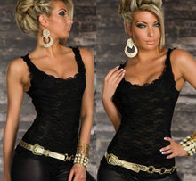 Sexy Women Solid Lace Perspective Sleeveless Slim Fit Tops Tank Vest, Black, Pink, Size Free J4U66