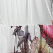 Women Casual Floral Print Sleeveless Long Chiffon Dress J4U66