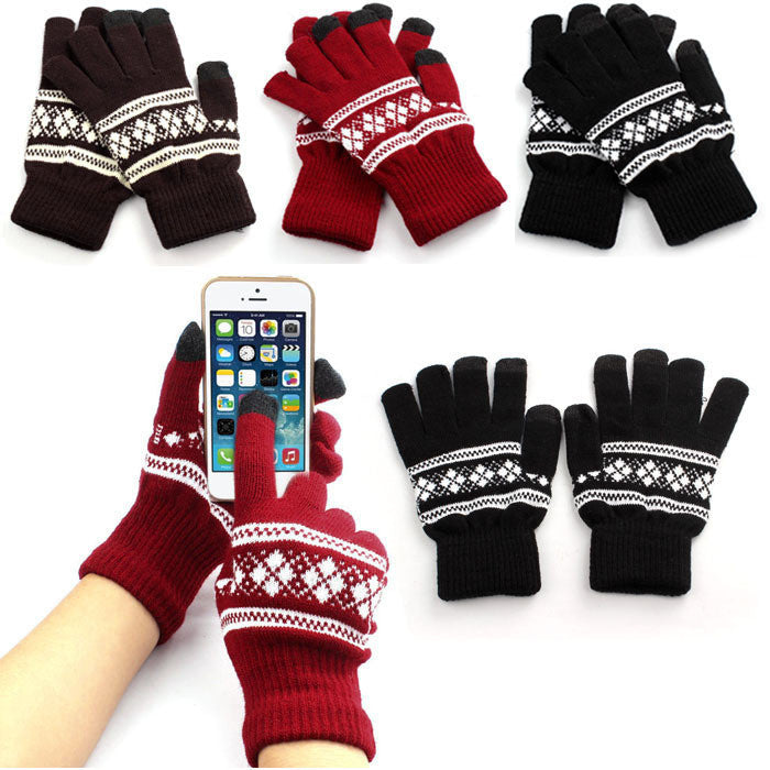 Unisex Screen Soft Gloves Mitten Warm Knit J4U66