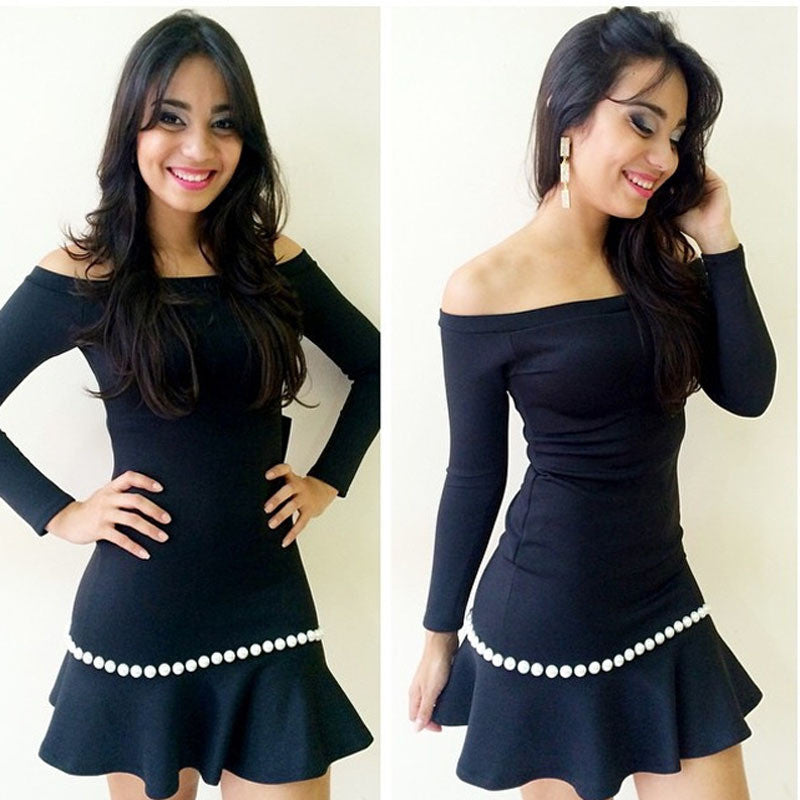 Sexy Women Fashion Long Sleeve Frill Short Mini Dress J4U66