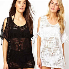 Women Knitting Blouse Smock Bikini Smock Mesh Openwork Beach J4U66