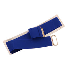 Women Waistband Gold Metal Elastic Strap Clasp Closure Mirror Belt J4U66