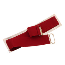 Women Waistband Gold Metal Elastic Strap Clasp Closure Mirror Belt J4U66
