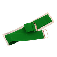 Women Waistband Gold Metal Elastic Strap Clasp Closure Mirror Belt J4U66