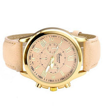 Women's Fashion Geneva Roman Numerals Faux Leather Analog Quartz Wrist Watch J4U66