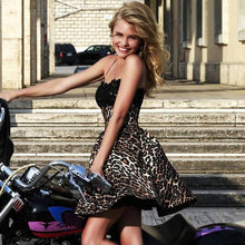 Sexy Women Lace Strapless Leopard Casual Mini Dress slip dress J4U66
