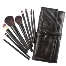 Professional 9pc Makeup Brush Set tools Make-up Toiletry Kit Wool Brand Make Up Brush Set Case  J4U66