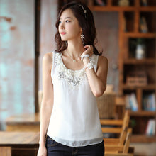 Sexy Women Sleeveless Flower Lace Chiffon VTank Shirt Blouse Tops J4U66
