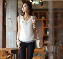 Sexy Women Sleeveless Flower Lace Chiffon VTank Shirt Blouse Tops J4U66
