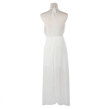 Sexy Women Floral V-Neck Sleeveless Chiffon Boho Long Maxi Dress Long Beach Sundress White Vestideo J4U66