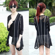 Fashion Women Stripe Printed Gauze Blouses Kimono Cardigan Coat Jacket Brand Designer Vestideo J4U66
