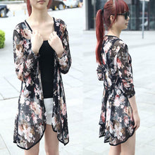 Fashion Women Stripe Printed Gauze Blouses Kimono Cardigan Coat Jacket Brand Designer Vestideo J4U66