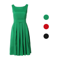 Sleeveless Pleated Dress O-neck Size S M L XL For Women  J4U66