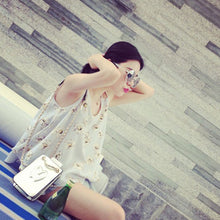 Vestideo Casual Sleeveless Shirt Daisy Loose Chiffon VTop Blouse  J4U66