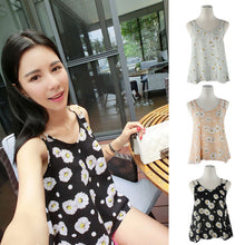 Vestideo Casual Sleeveless Shirt Daisy Loose Chiffon VTop Blouse  J4U66