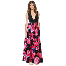 Vestideo Womens Floral Print Long Dresses V-Neck Beach Boho Maxi Sundress Plus Size S-XL J4U66