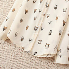 Woman Girl Trendy Collar Owl Print Chiffon Long Sleeve Blouses Tops Shirt J4U66
