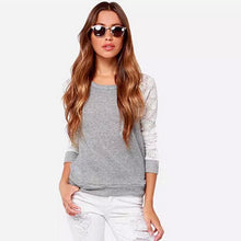 Women Backless Long Sleeve Embroidery Lace Crochet Shirt Blouse Tops J4U66