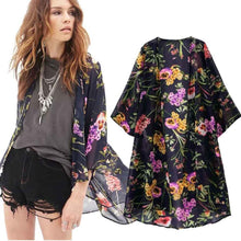 Women Kimono Cardigan CoatChiffon Floral Printed Jacket Tops Outwear Cover Up Blouse Vestideo  J4U66